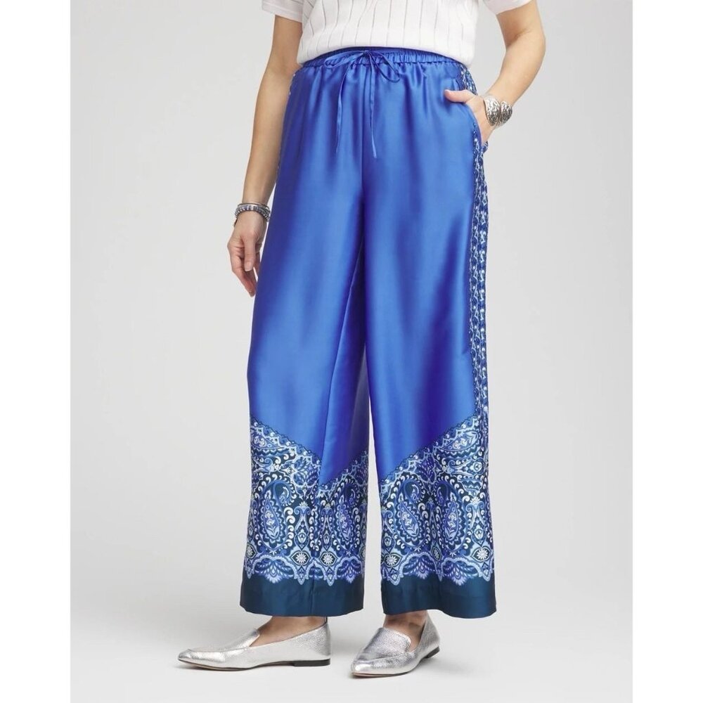 Chico’s Paisley Women's 4 Us 20-22 Drawstring Wide Leg Pants
